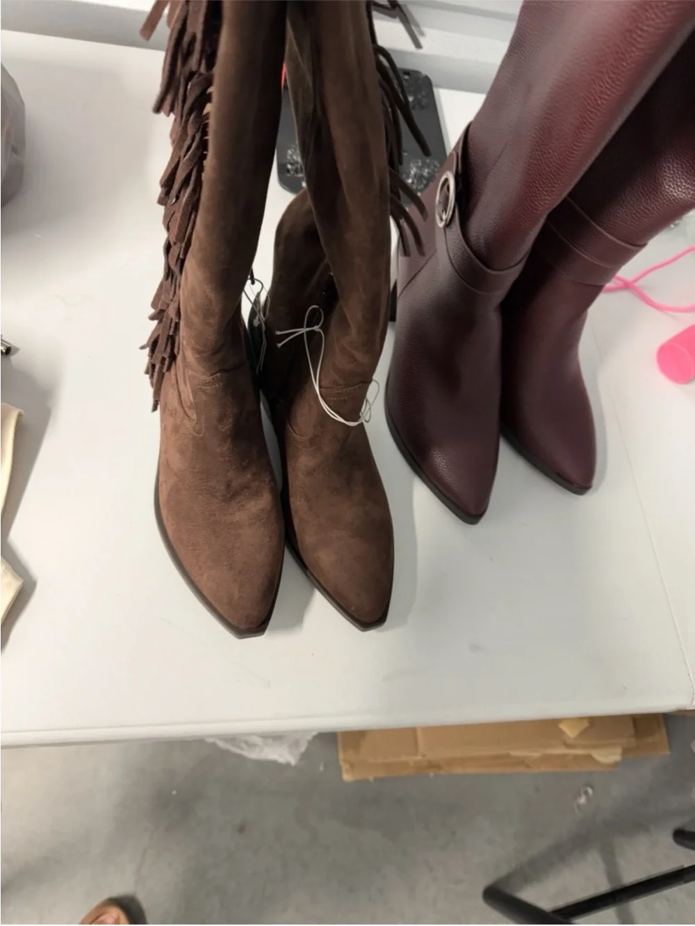 Women's Fringe Suede Knee-High Boots - Brown size 7 new universal thread brand